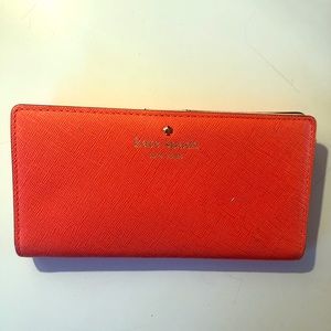 Used Kate Spade Neon Orange Leather Wallet